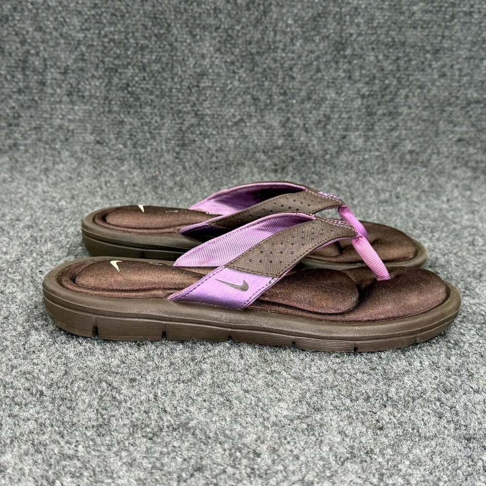 Nike Comfort Footbed Thong Sandals Womens Size 6 Brown Purple Athletic Flip Flop